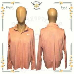 Nike Running Pullover Mens Size XL Orange Dri-fit Swoosh 1/4 Zip Performance Top